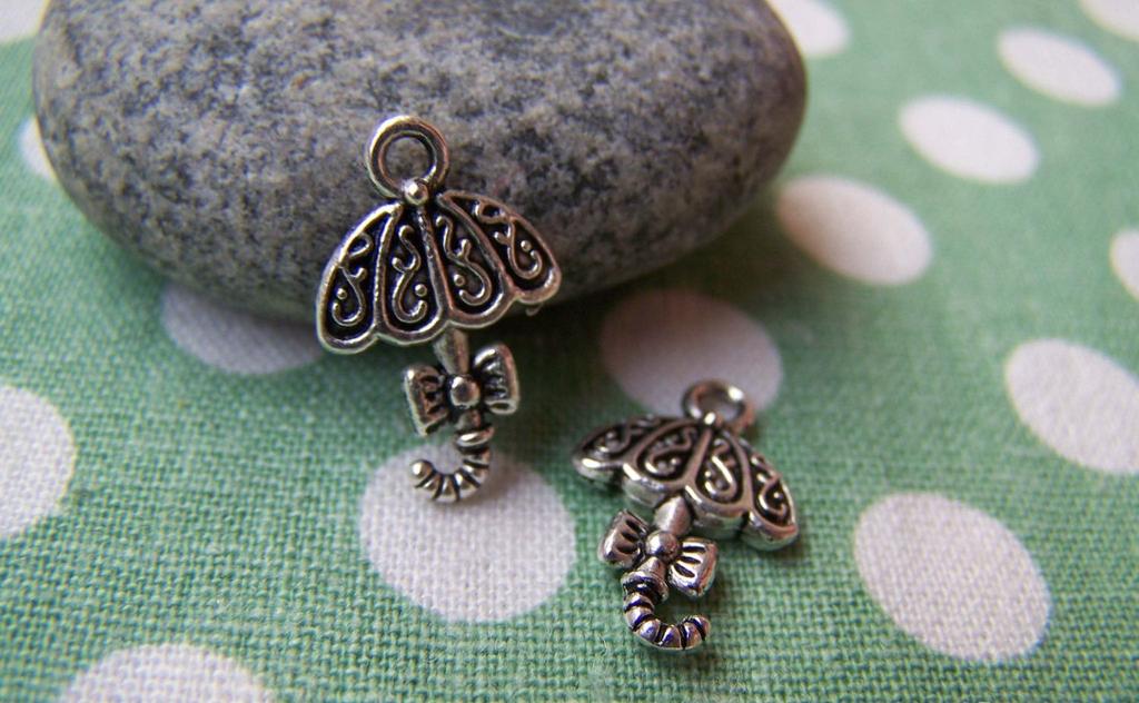 Accessories - Silver Umbrella Charms Flat BowTie Tibetan Silver 11.5x19mm Set Of 10 Pcs A889