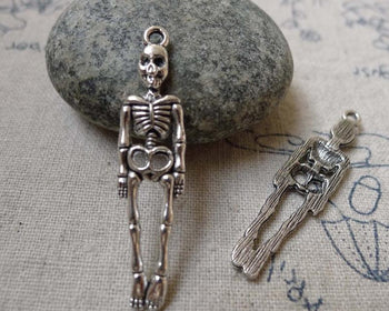 Accessories - Skeleton Charms Antique Silver Halloween Punk Pendant 9x38mm Set Of 10 Pcs A6040