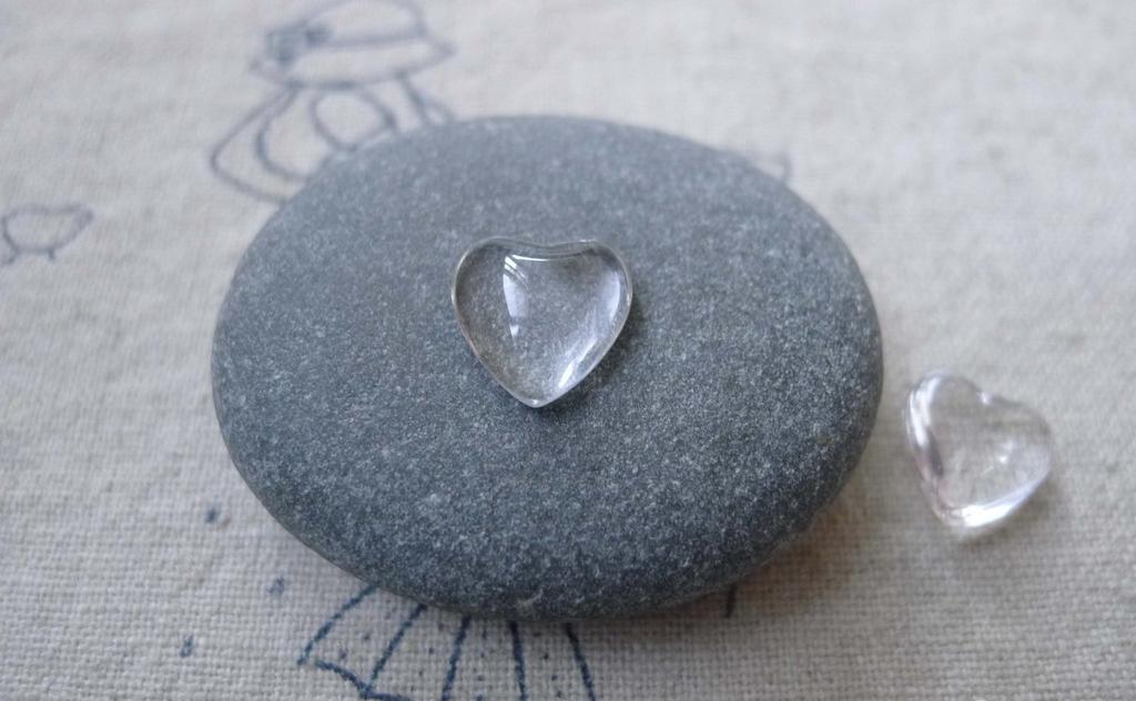 Accessories - Small Heart Glass Cabochon Crystal Clear Domed Cameo Cover 16mm Set Of 20 Pcs A7734
