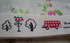 Accessories - Solider Tower Bus Bird Print Cotton Ribbon Label String Set Of 5.46 Yards (5 Meters) A2543
