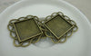 Accessories - Square Pendant Tray Antique Bronze Base Setting Bezel Match 20mm Cameo Set Of 10 Pcs A5921