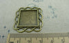 Accessories - Square Pendant Tray Antique Bronze Base Setting Bezel Match 20mm Cameo Set Of 10 Pcs A5921