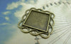 Accessories - Square Pendant Tray Antique Bronze Base Setting Bezel Match 20mm Cameo Set Of 10 Pcs A5921