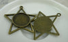 Accessories - Star Shaped Round Base Settings Antique Bronze Pendant Tray Blanks Match 18mm Cabochon Set Of 10 Pcs A5866