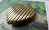 Accessories - Stripe Heart Picture Locket Antique Bronze Photo Locket Pendants 29mm Set Of 4 Pcs A7013