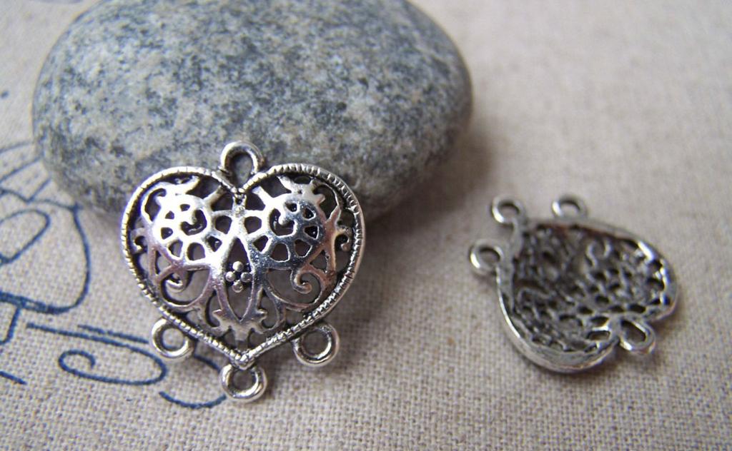 Accessories - Swirly Heart Charms Chandelier Earring Drops Antique Silver Pendant 19x20mm Set Of 10 Pcs A909