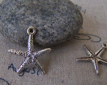 Accessories - Textured Starfish Charms Antique Silver Finish 16x17mm Set Of 20 Pcs A3998