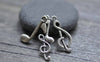 Accessories - Three Music Note Charms Antique Silver Treble Clef Pendants 36mm Set Of 10 Pcs A7845