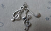 Accessories - Three Music Note Charms Antique Silver Treble Clef Pendants 36mm Set Of 10 Pcs A7845