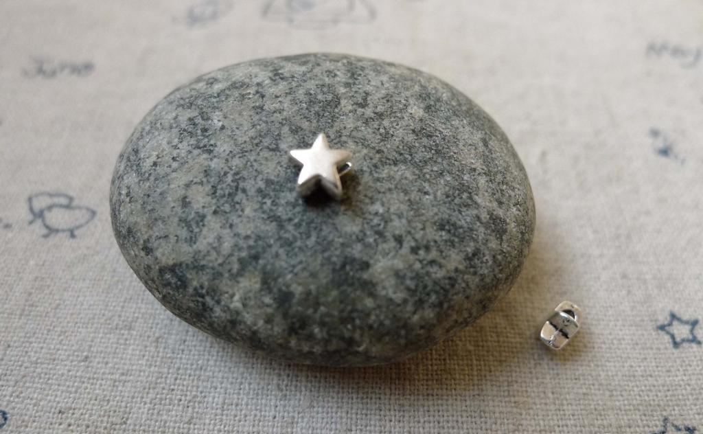 Accessories - Tiny Star Spacer Beads Antique Silver Charms 5x5mm Set Of 50 Pcs A6109