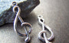 Accessories - Treble Clef Charms Antique Silver Music Note 10x26mm Set Of 10 Pcs A1646