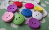 Accessories - Wooden Button Assorted Color Two Hole Round Shape 14.5mm Set Of 20 Pcs A3749