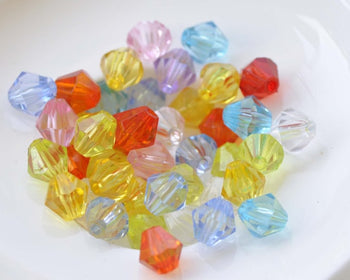 Acrylic Bicone Faceted Beads Mixed Color Size 4mm/6mm/8mm/10mm/12mm