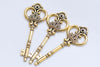 Crown Key Pendants Antique Gold Charms Set of 5 A7810