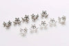 100 pcs Antique Bronze/Silver Three Leaf Petal Filigree Bead Caps 9mm