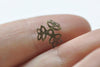 100 pcs Antique Bronze/Silver Three Leaf Petal Filigree Bead Caps 9mm