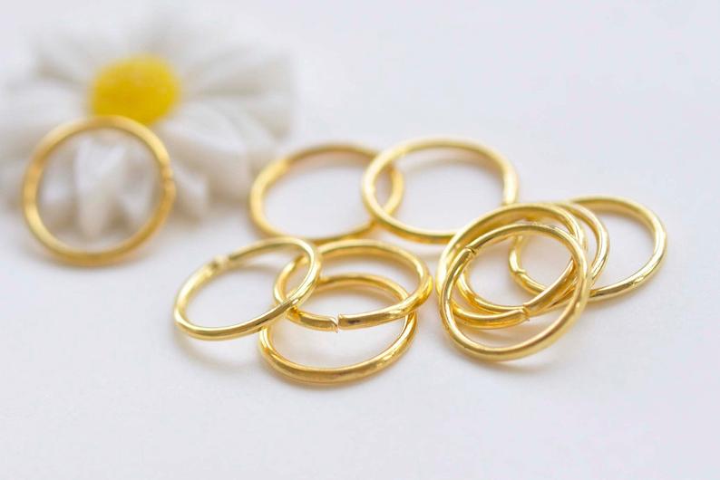200 pcs Gold Tone Steel Open Jump Rings Size 10mm 18gauge A7062