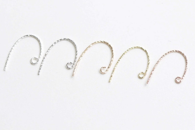 4 pcs (2 Pairs) 925 Sterling Silver Textured Earring Hook Earwires Findings