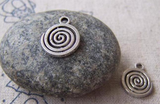 20 pcs Antique Silver Round Coiled Spiral Charms 16x16mm A4042