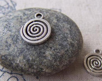 20 pcs Antique Silver Round Coiled Spiral Charms 16x16mm A4042