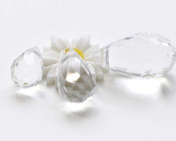 Chunky Clear Faceted Briolette Teardrop Acrylic Beads Set of 20