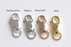 4 pcs 925 Sterling Silver Rectangle Parrot Lobster Clasps 8mm With Jump Ring