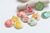 Gold Enamel Fruit Slice Charms Pendants Orange Mandarin Watermelon Set of 5
