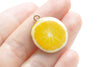 Gold Enamel Fruit Slice Charms Pendants Orange Mandarin Watermelon Set of 5