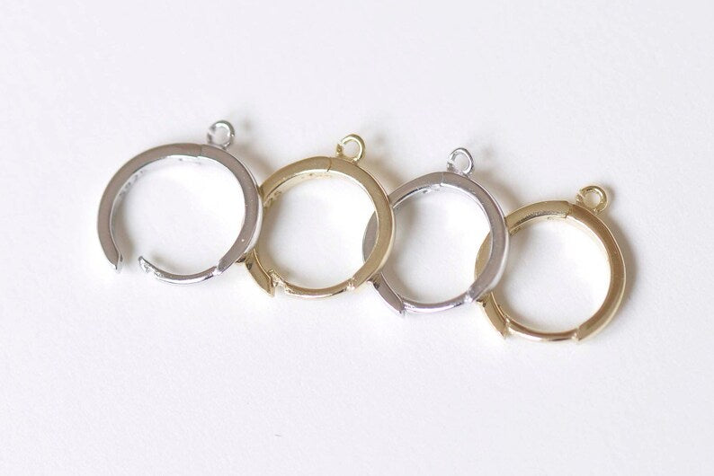 2 pcs 925 Sterling Silver Round Earring Hoop Components Findings Gold/Platinum Size 10x12.5mm