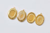 Brass Cross Oval Flat Photo Locket Pendants 22x29mm