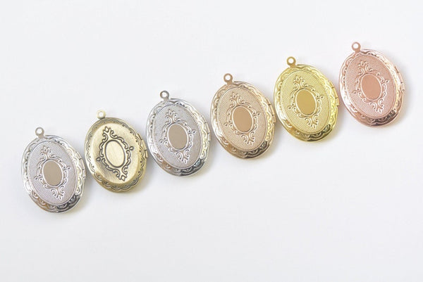 Brass Cross Oval Flat Photo Locket Pendants 22x29mm