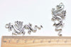 10 pcs of Antique Silver Flying Dragon Charms Pendants 20x45mm