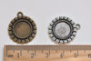 Antique Bronze/Silver Flower Round Base Settings Match 12mm Cabochon