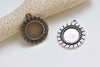 Antique Bronze/Silver Flower Round Base Settings Match 12mm Cabochon