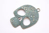 2 pcs Filigree Flower Skull Pendants Charms Large Size 49x66mm