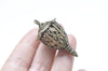 Antique Bronze 3D Filigree Lantern Lamp Long Pendant Charms Set of 6