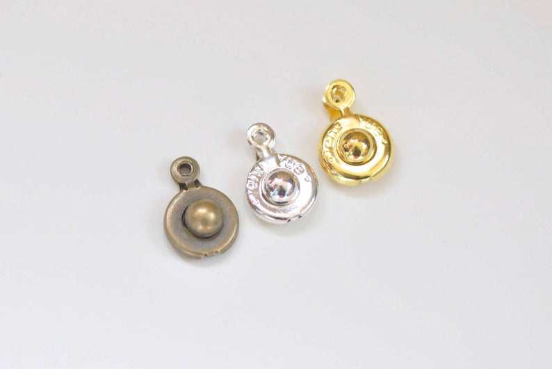30 pcs Antique Bronze/Silver/Gold Metal Button Snap Clasp 9mm