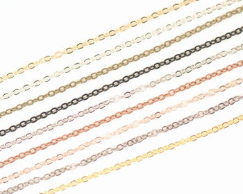 16ft (5m) Brass Flat Cable Chain Link 2mm Various Colors
