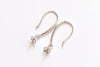 2 pcs 925 Sterling Silver Earwire Earring Components With Cap Bail Attached