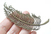 Antique Bronze Large Feather Connectors Pendants 28x78mm Set of 10