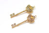Antique Bronze/Silver/Gold Twisted Crown Key Charms 20x61mm