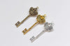 Antique Bronze/Silver/Gold Twisted Crown Key Charms 20x61mm