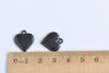 20 pcs Smooth Black Heart Blank Charms Metal Pendants 14mm A3480