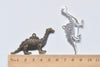 Antique Bronze/Silver Dinosaur Charms Pendants 32x63mm