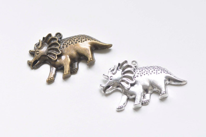 Antique Bronze/Silver Dinosaur Charms Pendants 32x54mm
