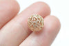 6 pcs Champagne Gold Plated Brass Filigree Ball Round Charms 12mm