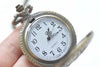 1 PC Antique Bronze Round Pocket Watch Necklace A978