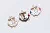 Half White/Black/Pink Enamel Gold Anchor Connector Charms Set of 5