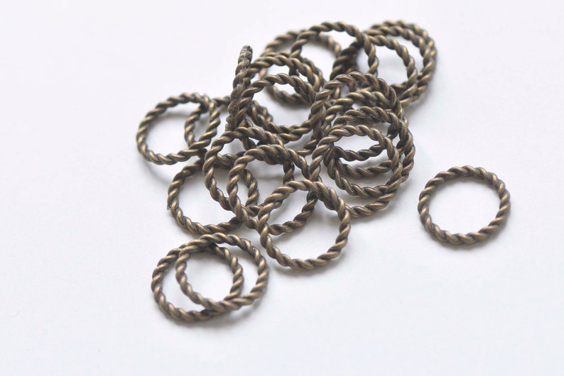 Antique Bronze Twisted Coiled Circle Ring Connectors 15mm