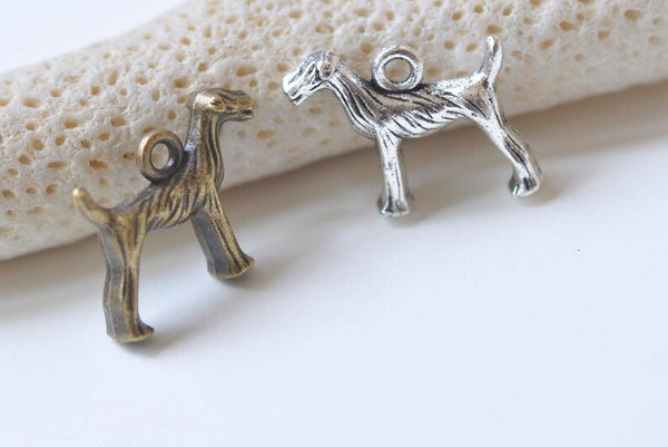 Antique Bronze/Silver Hound Dog Charms 16x18mm